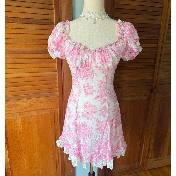 Dolls Kill | Dresses | Dolls Kill Fairy Delight White Pink Rose Flirty  Summer Cottagecore Mini Dress S